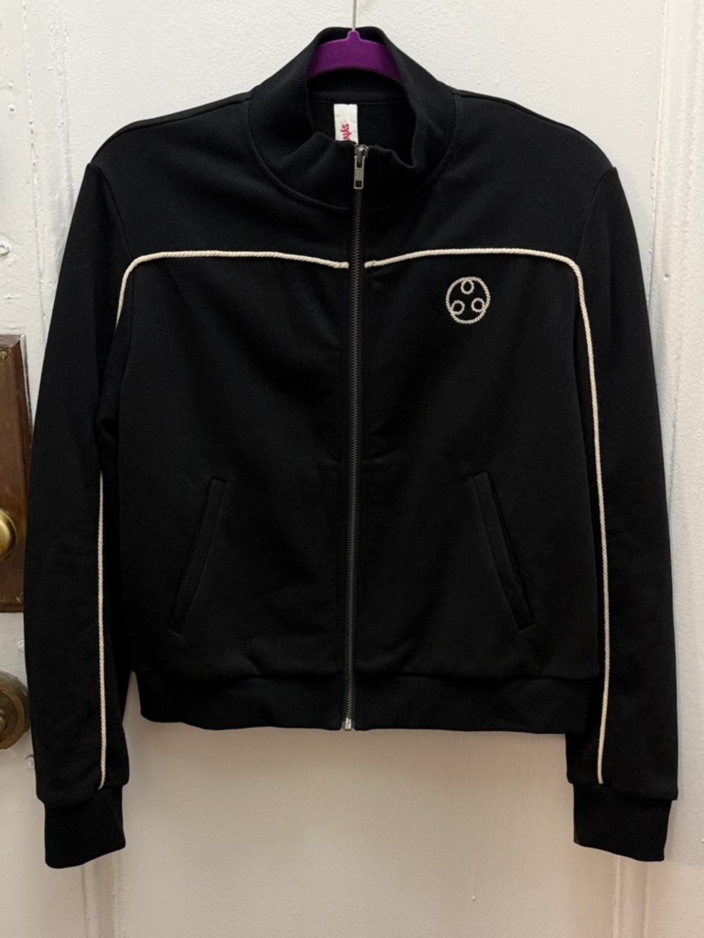 NZ designer - Black Track Zip Jacket with Contrast Piping